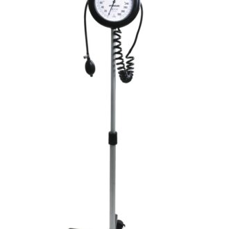 Ciśnieniomierz manualny na statywie.